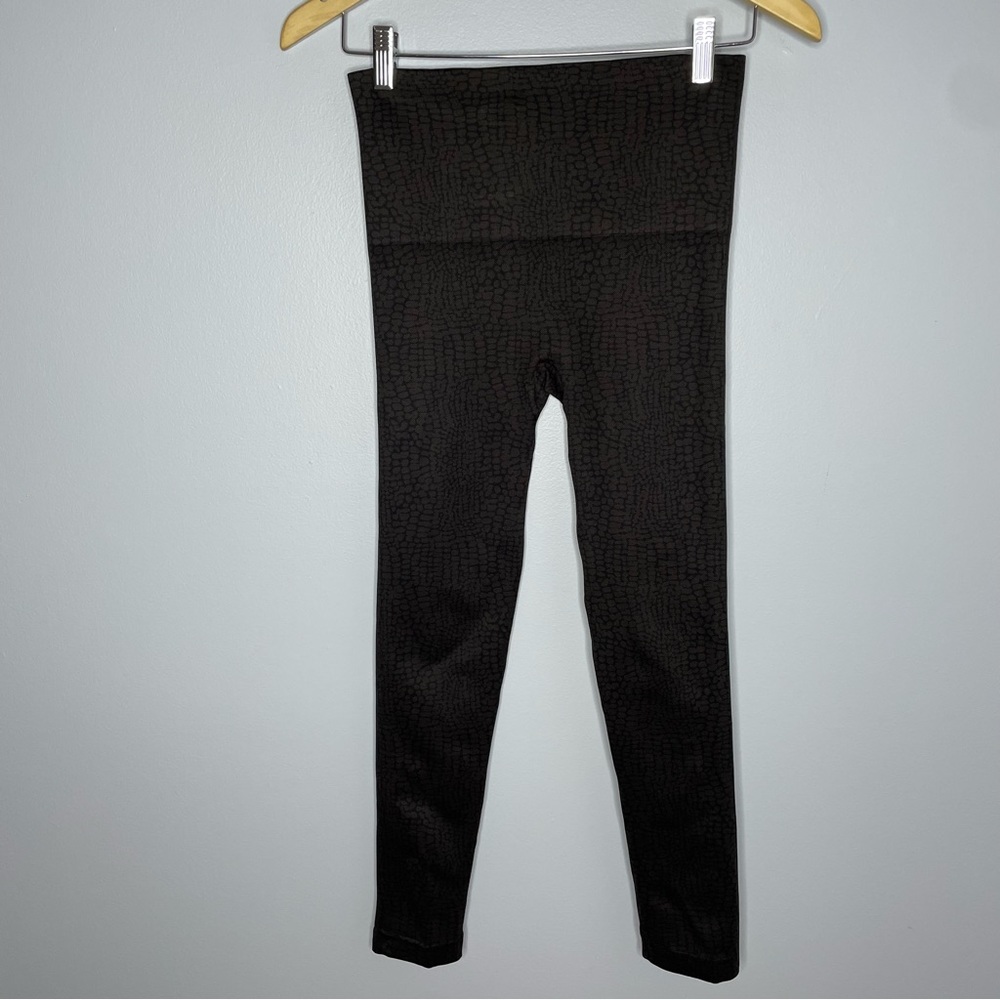 Spanx Leggings Look At Me Now Seamless Brown Black Animal Print Snake Croc - Picture 6 of 8